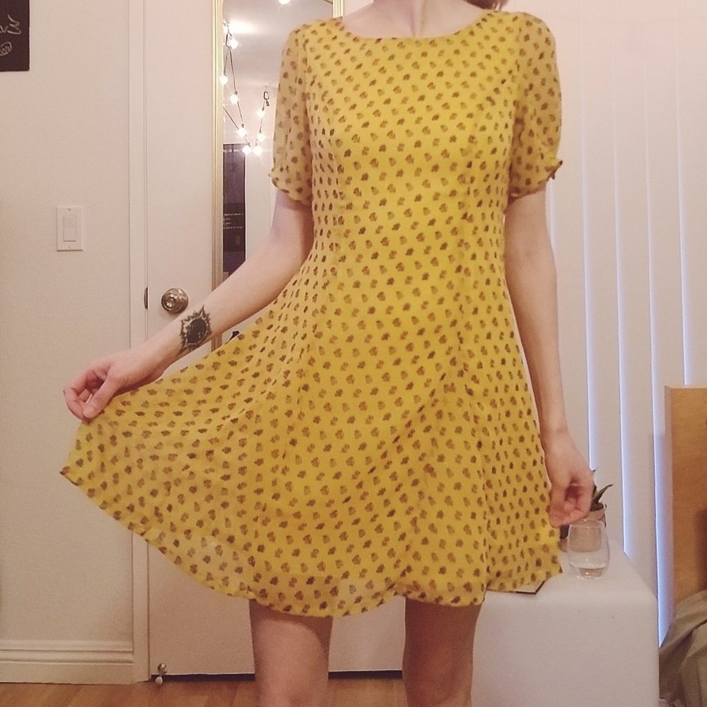 Yellow Floral Spring Mini Dress